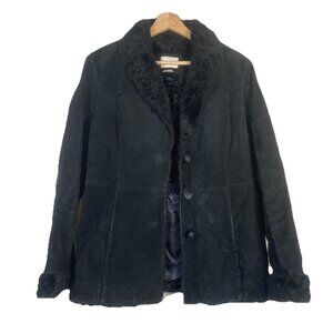 Vintage St Johns Bay Penny Lane Coat Y2K Faux Fur Lined Faux Suede Jacket Size S
